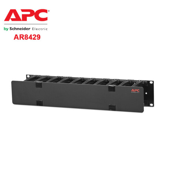 APC NetShelter Cable Management, Horizontal Cable Manager, 2U, Single Side with Cover, Black, 483 x 88 x 110 mm